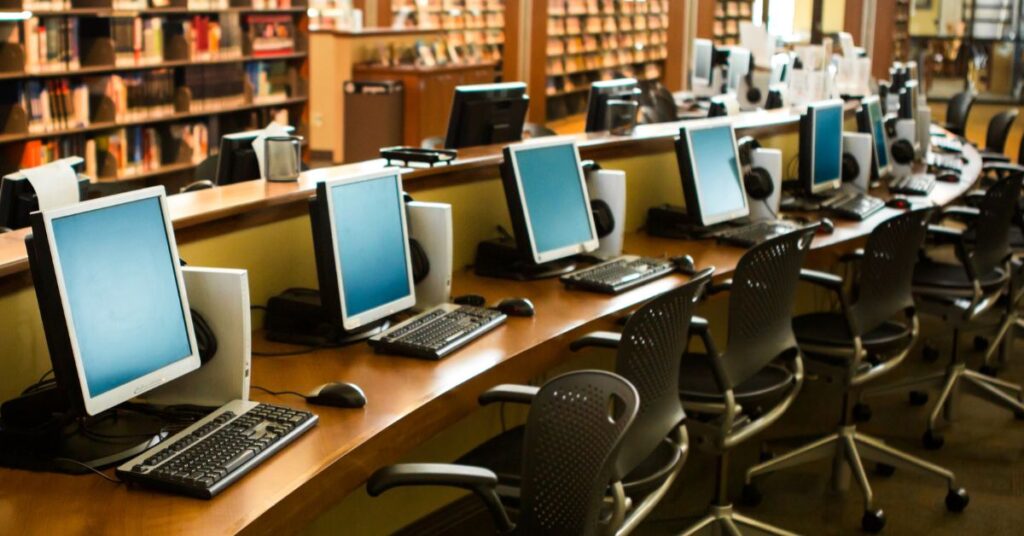 A well-equipped school computer lab supported by IT GOAT's IT infrastructure solutions, ensuring reliable access and technology integration for students