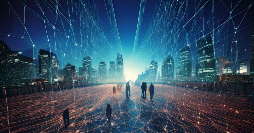 A glowing network gateway representing zero trust security principles for modern businesses.