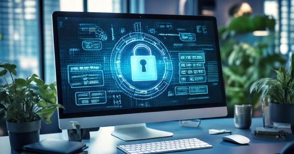 Illustration of secure payment data processes with PCI-compliant encryption and network protection.
