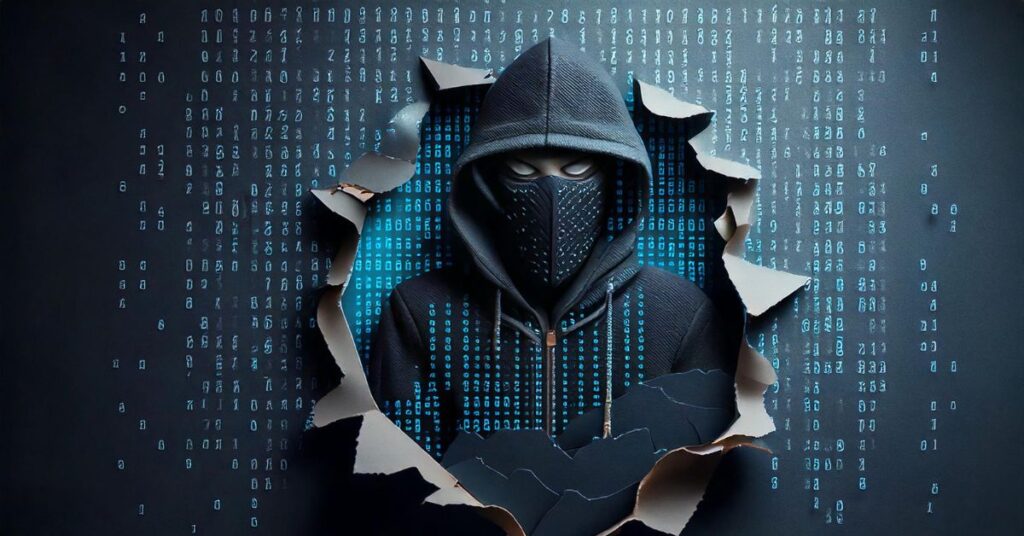 A conceptual image showing a data breach alert on a screen with icons for personal information like Social Security and financial data.